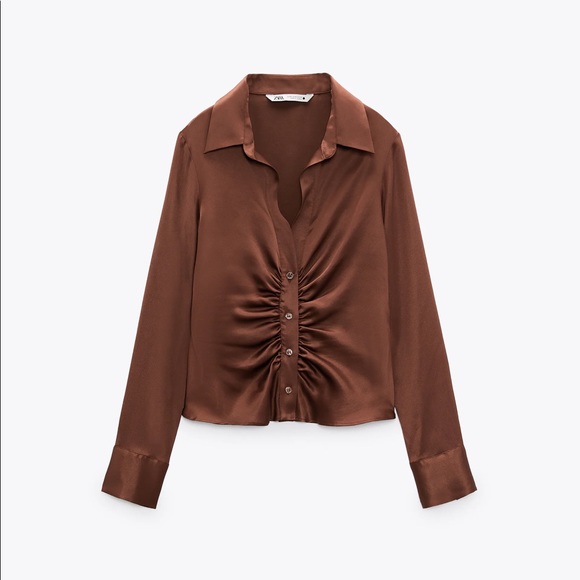NWT: Zara Satin Effect Blouse (as seen on @sophie_murraayy) - Picture 3 of 5